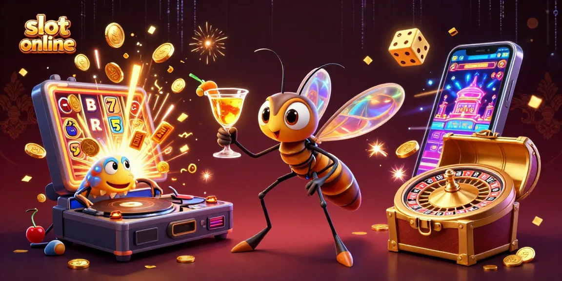 Bermain slot online dengan simbol beruntun dan jackpot besar dalam ilustrasi kasino yang memesona.
