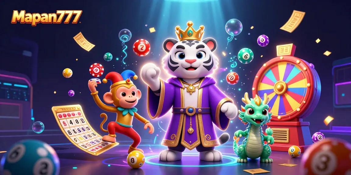 Mapan777 offers thrilling gaming experiences, featuring lively characters amidst dynamic lottery elements and vibrant prizes.