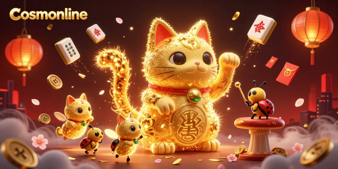 Experience the thrilling world of credit card casinos with cosmonline's vibrant illustration featuring a lucky cat.